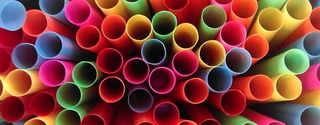 cluster of plastic straws