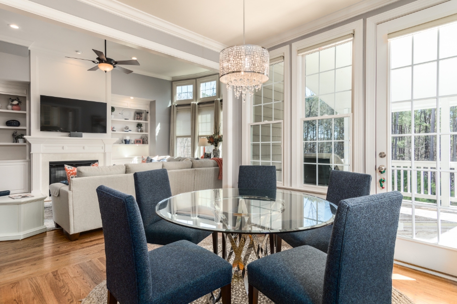 ceiling fan in brightly lit home