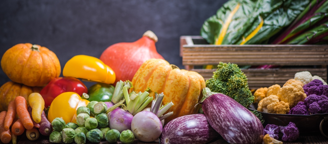 Local market farm fresh vegetables on table