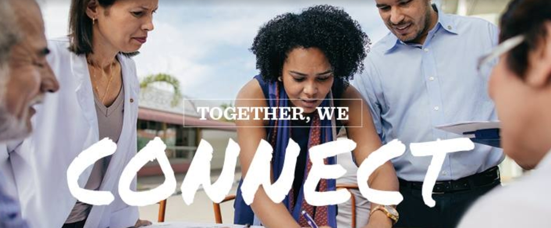 "Together, we connect" and people working together