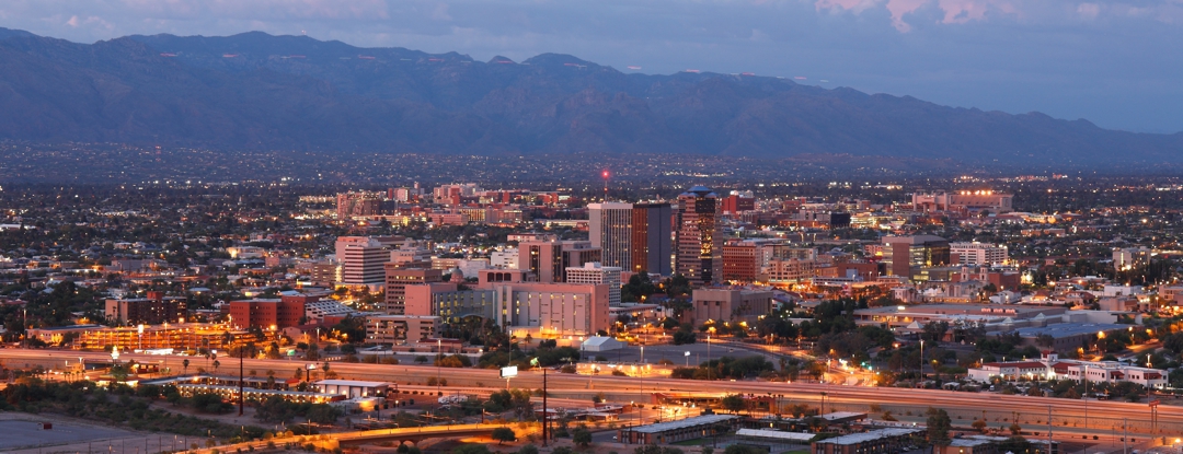 Night time city scape of Tucson Arizona