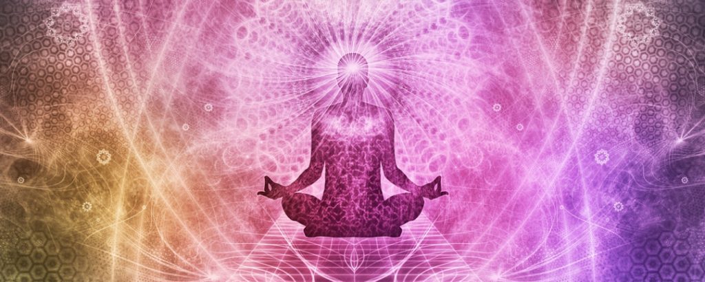 ethereal graphic image of person in yoga sitting position