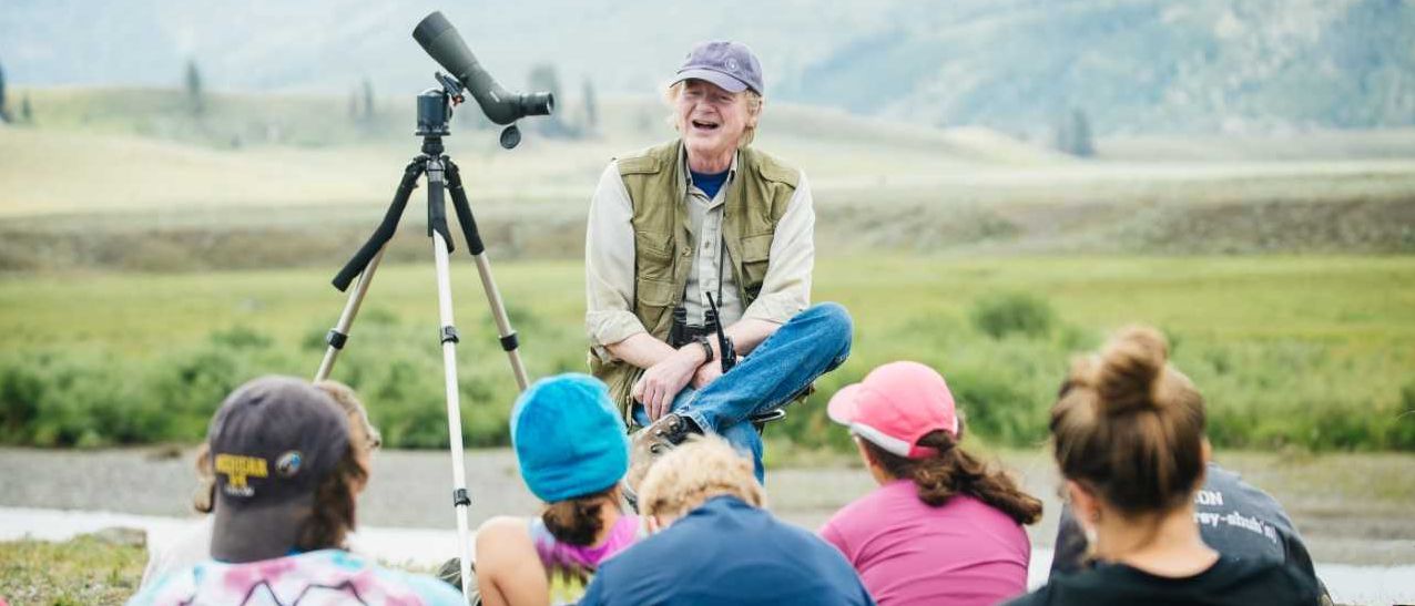 Rick McIntyre and students Yellowstone National Park