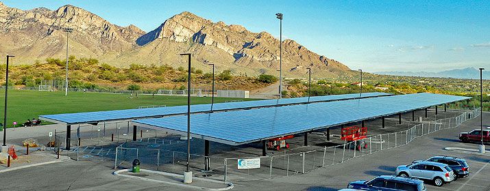 sheltered solar parking at Naranja Park, Oro Valley, Arizona - photo credit TEP