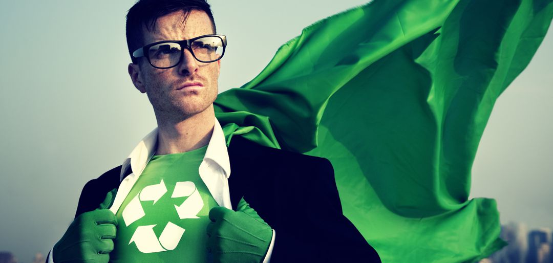 Superhero With Recycling Symbol on Outfit