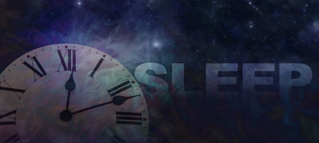 dark image of clock and the word sleep